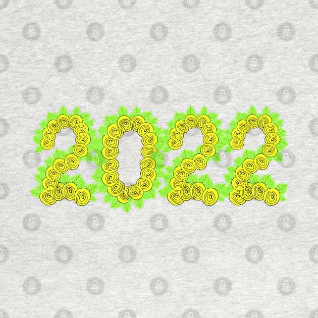 2022 created with yellow roses and green leaves by Blue Butterfly Designs 